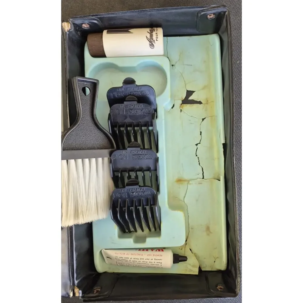 Vintage Wahl Hair Clippers Trimmer Model MC Heavy Guards With Box And Accessorie